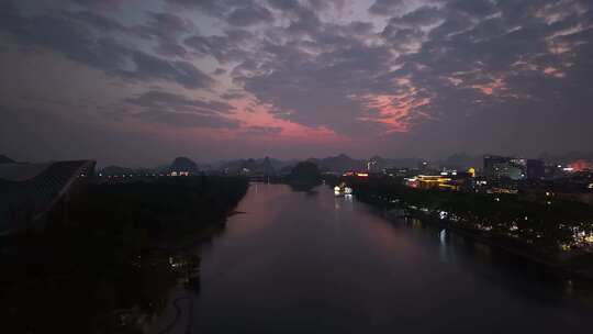 广西桂林山水桂林漓江夜景