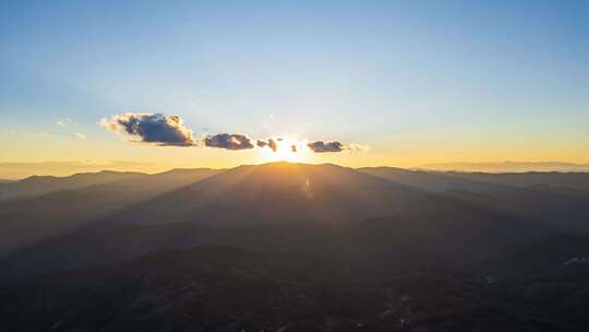 航拍景迈山夕阳延时4K