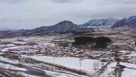 【航拍】雪后的北方农村  农村雪景