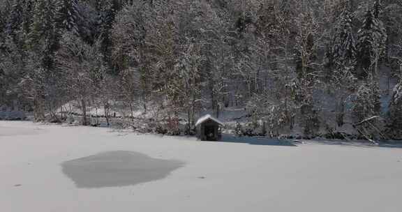 雪，小屋，冬天，女人