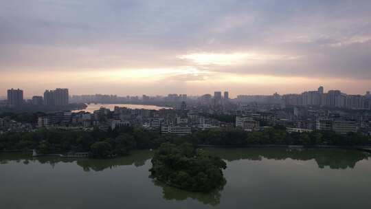 广东惠州城市日出彩霞航拍