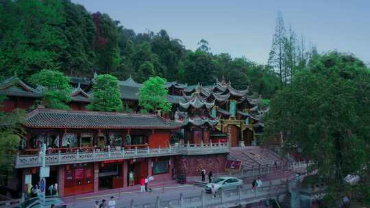 高清实拍四川眉山青神中严寺庙古风建筑