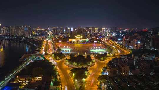 揭阳楼夜景航拍延时