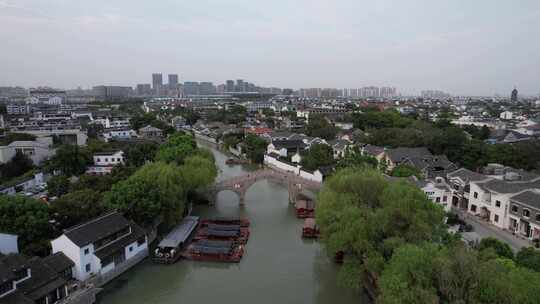 江苏苏州城市风光江南水乡航拍