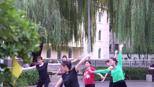 老年人跳广场舞健身保养视频素材