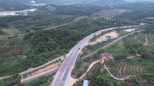 桂林至兴安的国道航拍视频素材模板下载