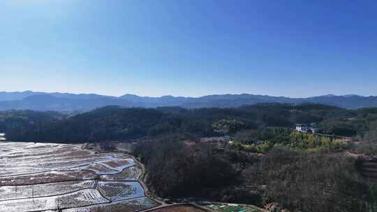 航拍宣传片农村山林田地的自然风光