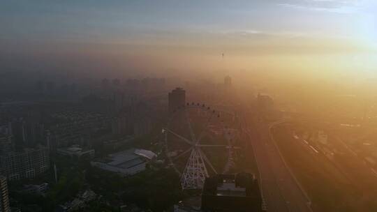 上海闵行梅陇镇大雾大场景航拍4K