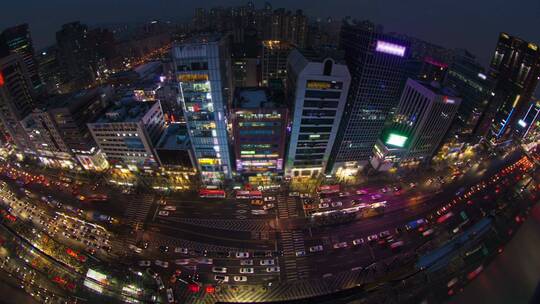 韩国首尔市交通延时摄影