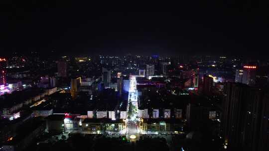 河南平顶山城市夜景航拍