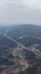 航拍乡村山川与公路景观