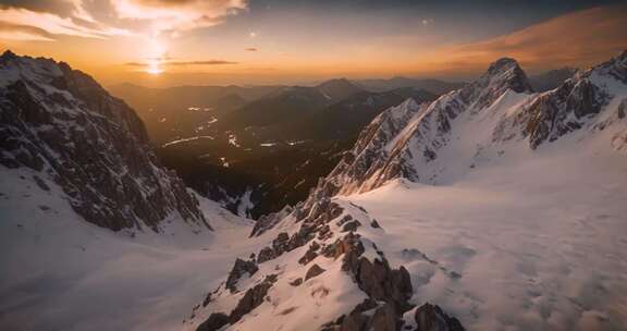 雪山日出壮丽全景