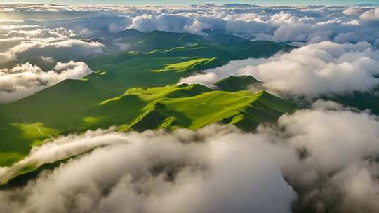 空中俯瞰山脉云海风光