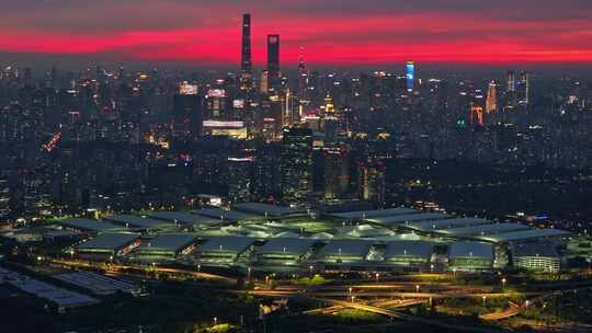 上海晚霞 陆家嘴夜景 国际博览中心 晚霞