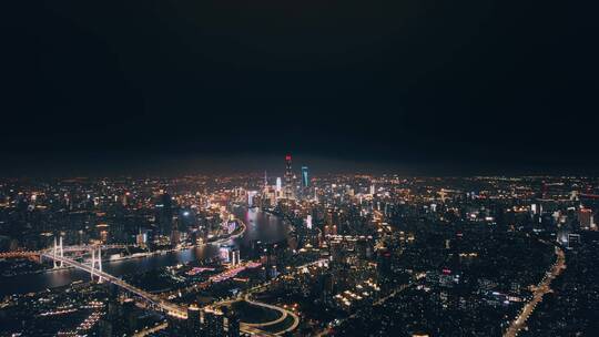 上海电影感城市夜晚景色