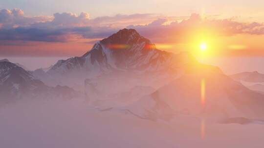 唯美雪山 雪山日出