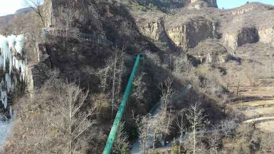 航拍沕沕水景区冬天 冬季 山区