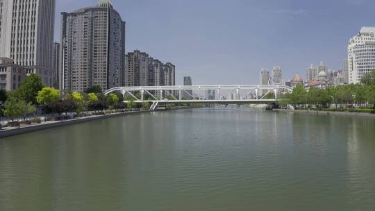 进步桥航拍 天津海河 古文化街周边