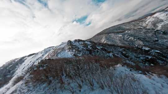 山，雪，冬天，无人机