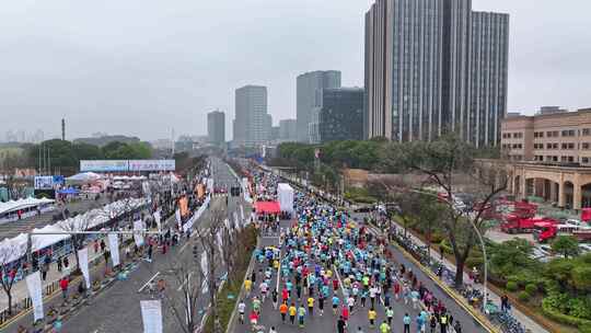 上海马拉松 静安半程马拉松 长跑 城市跑视频素材模板下载