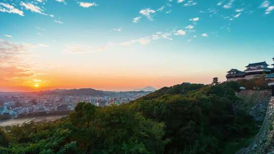 城市日转夜延时