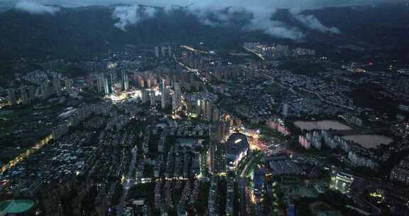 福州晋安区夜景航拍空镜