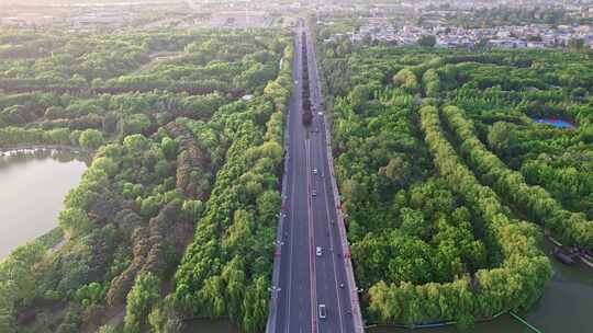 洛阳城市大景道路交通车流航拍