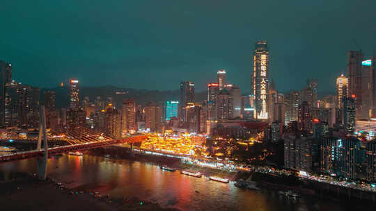 重庆美丽都市夜景航拍