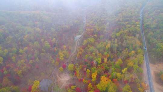 航拍吉林拉法山国家森林公园蛟河红叶谷秋景