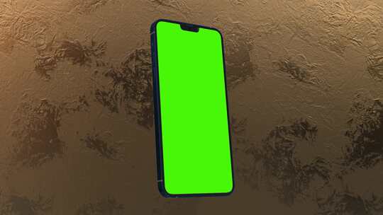 金盘上的绿屏智能手机动画