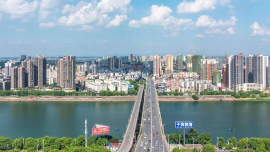 衡阳湘江公铁大桥航拍延时4k视频素材模板下载