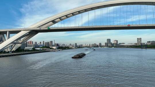 最新原创-上海卢浦大桥航拍上海世博文化园