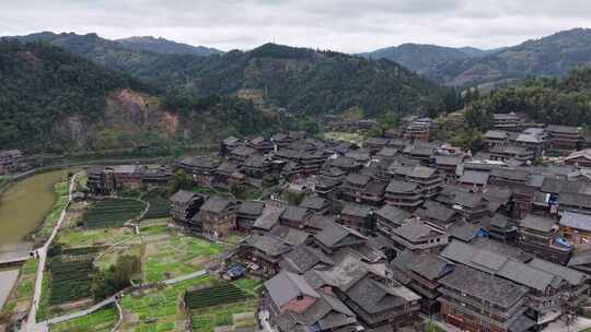 航拍柳州三江程阳八寨景区