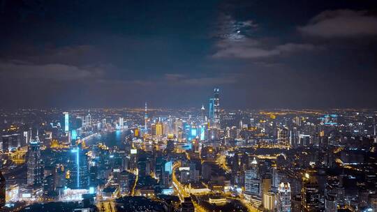 上海夜景航拍风光视频素材模板下载