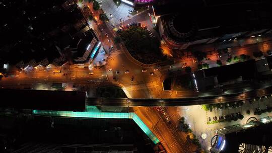 上海俯拍马路夜景视频素材模板下载