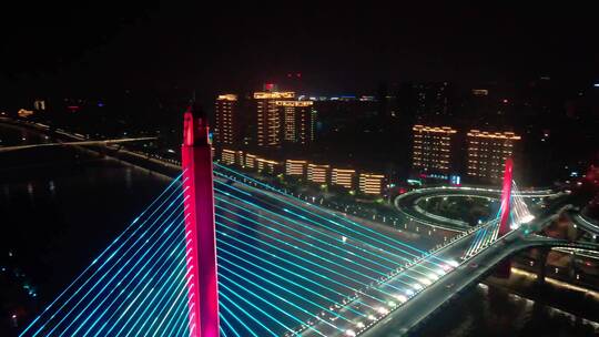 航拍 宜昌 长江大桥 桥 夜景 城市