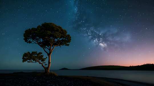 星空星轨极光延时