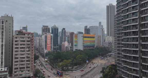 香港油尖旺区高楼大厦航拍