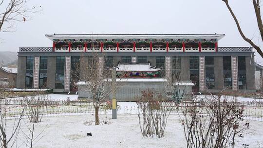 古风四合院雪景视频素材模板下载