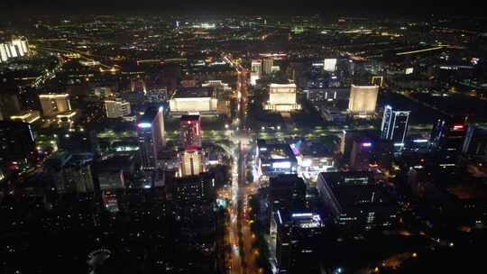 河南郑州金水路夜景航拍