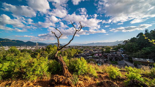 丽江束河古镇延时日景