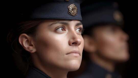 庄严肃穆的人民警察形象特写