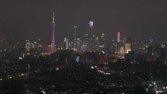 海珠区航拍广州天际线夜景