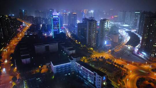 冬季广元航拍城市夜景