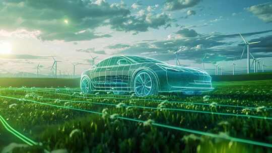 碳中和 新能源汽车 绿色城市片头 概念