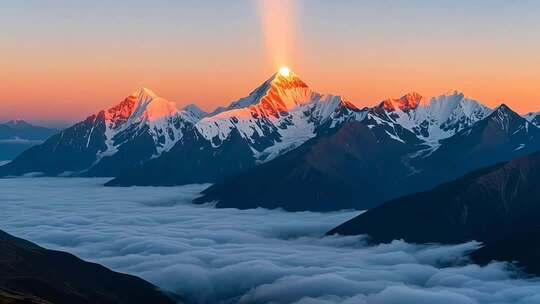 川西超美雪山日出云海4K