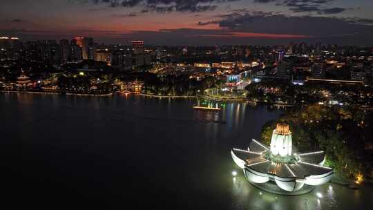 浙江嘉兴平湖东湖景区 李叔同纪念馆 夜晚