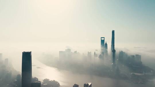 上海清晨平流雾航拍合集