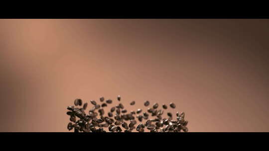 咖啡豆可可实拍展示上抛空中落下