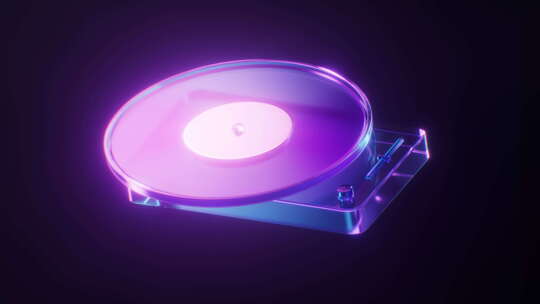 唱片机与霓虹灯光效果循环动画3D渲染